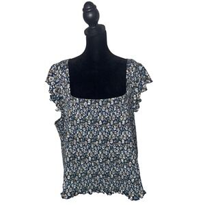 Old Navy Plus Size Smocked Flutter Sleeve Top Size 4X Milkmaid Ditsy Floral BOHO